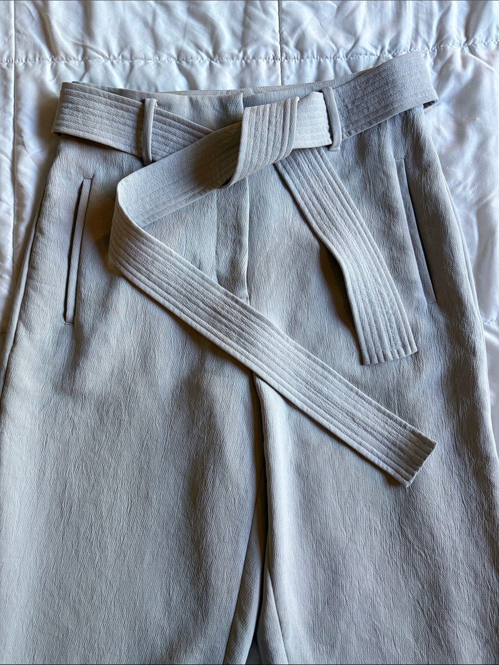 Wilfred Women’s Light Gray Belted Trousers - Tailored Comfort